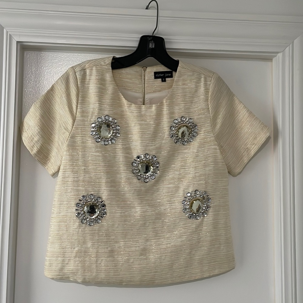 Sister Jane Cream Embellished Crop Top